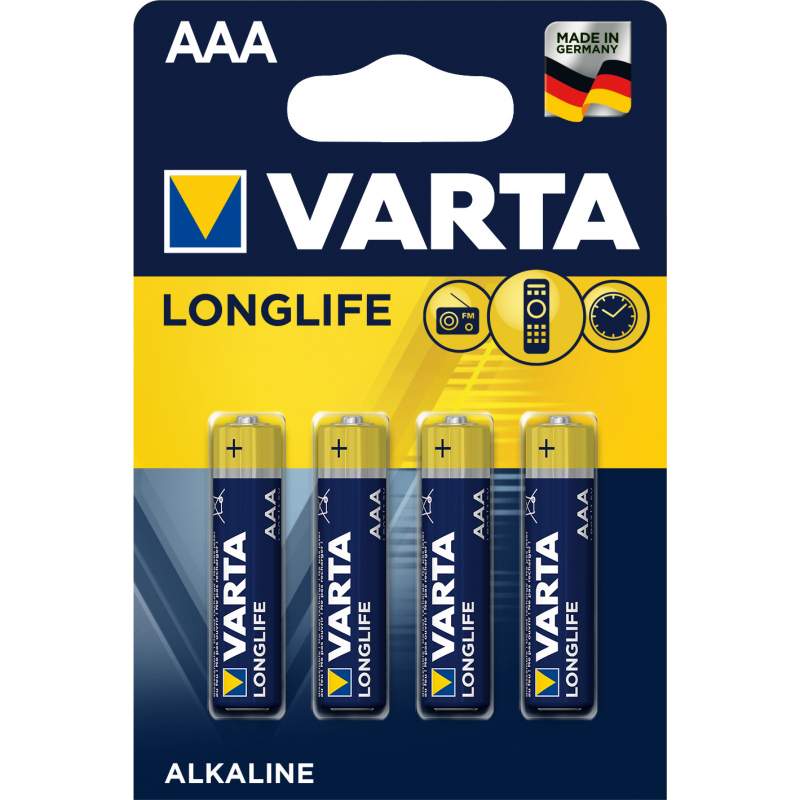 Piles LR3 (AAA), Varta Longlife, le blister de 4. - Varoise Medical